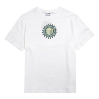 Camiseta gráfica Downtown con estampado divertido, cuello redondo, manga corta, blanca