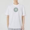 Camiseta gráfica Downtown con estampado divertido, cuello redondo, manga corta, blanca