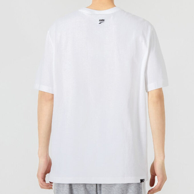 Camiseta gráfica Downtown con estampado divertido, cuello redondo, manga corta, blanca