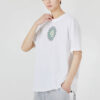 Camiseta gráfica Downtown con estampado divertido, cuello redondo, manga corta, blanca
