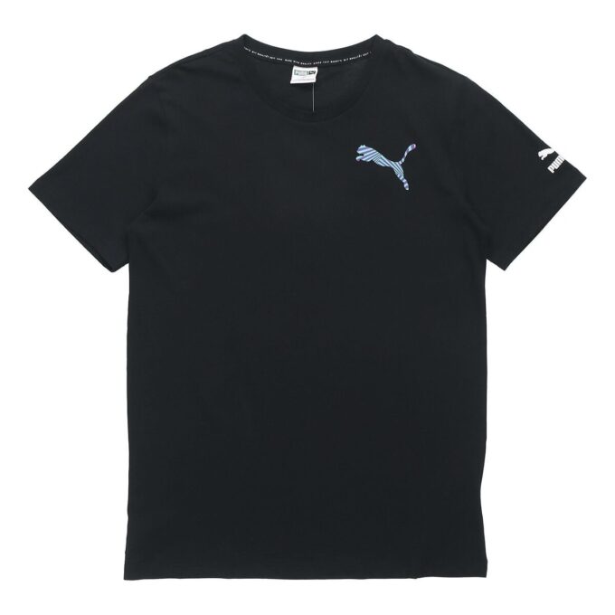 Camiseta gráfica informal “Negro, blanco y azul”