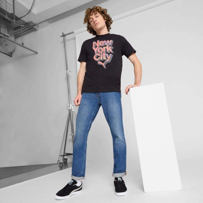 Camiseta gráfica para hombre con la bandera de Nueva York