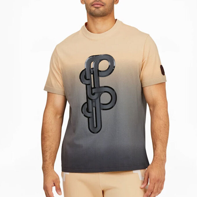 Camiseta gráfica PUMA x PRONOUNCE con efecto tie-dye degradado cruzado, deportiva, de manga corta, color caqui