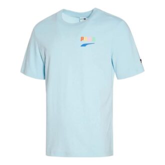 Camiseta informal estampada “Azul, amarillo y rosa”