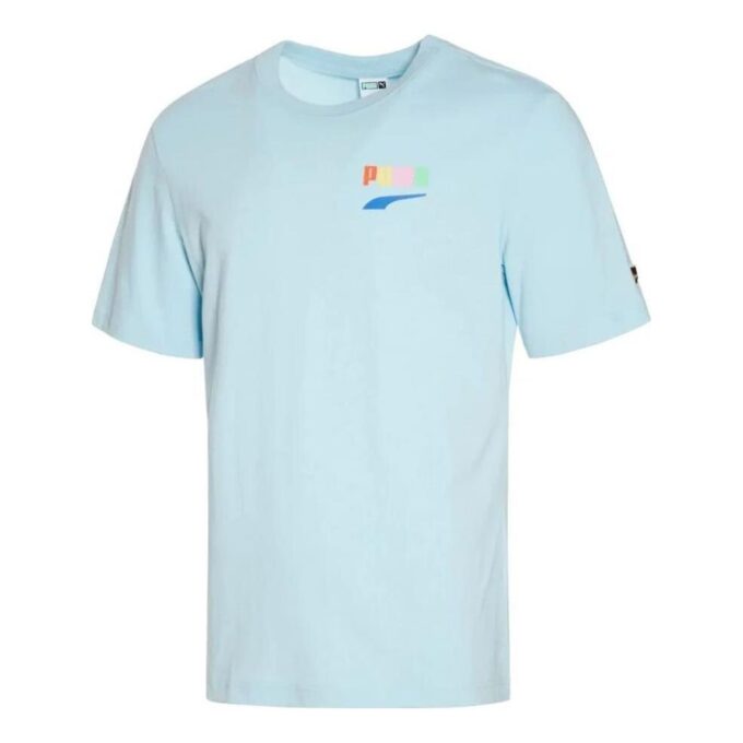 Camiseta informal estampada “Azul, amarillo y rosa”