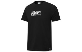 Camiseta Intl con estampado de tema, cuello redondo, manga corta, negra