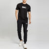 Camiseta Intl con estampado de tema, cuello redondo, manga corta, negra