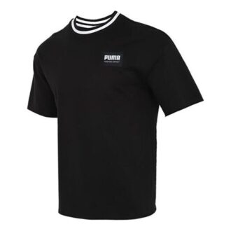 Camiseta lisa de cuello redondo para hombre, color negro