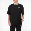 Camiseta lisa de cuello redondo para hombre, color negro