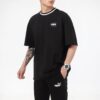 Camiseta lisa de cuello redondo para hombre, color negro