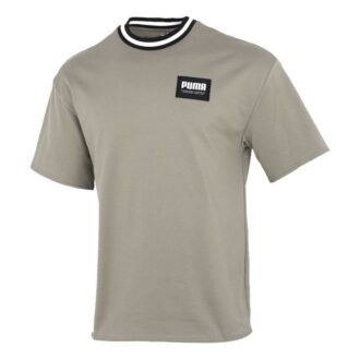 Camiseta lisa de cuello redondo para hombre “Verde oliva”