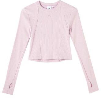 Camiseta lisa de manga larga rosa (mujeres)