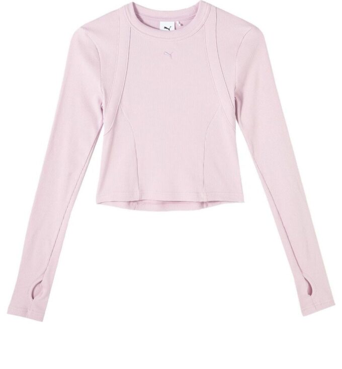 Camiseta lisa de manga larga rosa (mujeres)