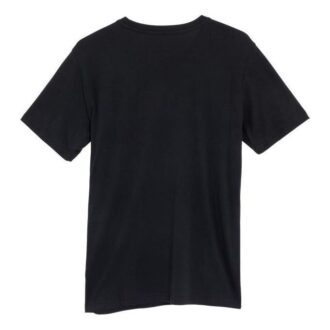 Camiseta negra con estampado de camuflaje y logo de caja