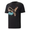 Camiseta negra con estampado de gato derretido