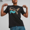 Camiseta negra con estampado de gato derretido