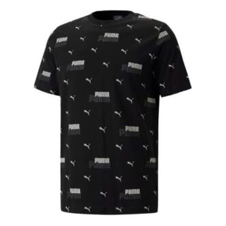 Camiseta negra con estampado del logotipo Essentials