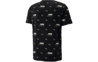 Camiseta negra con estampado del logotipo Essentials