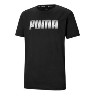 Camiseta negra con logotipo reciclado de alto rendimiento