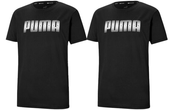 Camiseta negra con logotipo reciclado de alto rendimiento