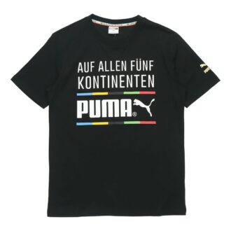 Camiseta negra de manga corta y cuello redondo con alfabeto
