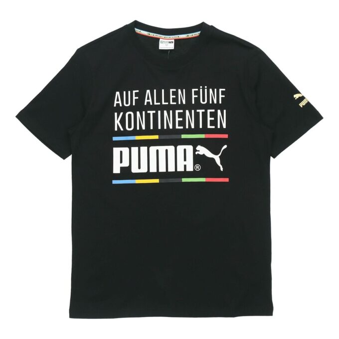 Camiseta negra de manga corta y cuello redondo con alfabeto