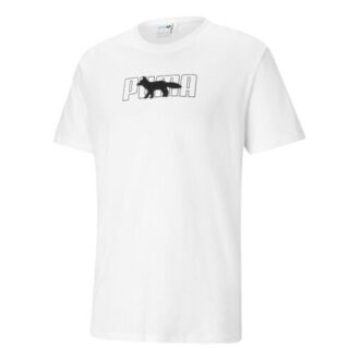 Camiseta unisex con cuello redondo y bordado blanco de PUMA x Maison Kitsune