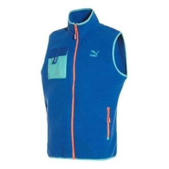 Chaleco polar XTG Trail con bolsillo y cremallera completa “Azul Naranja”