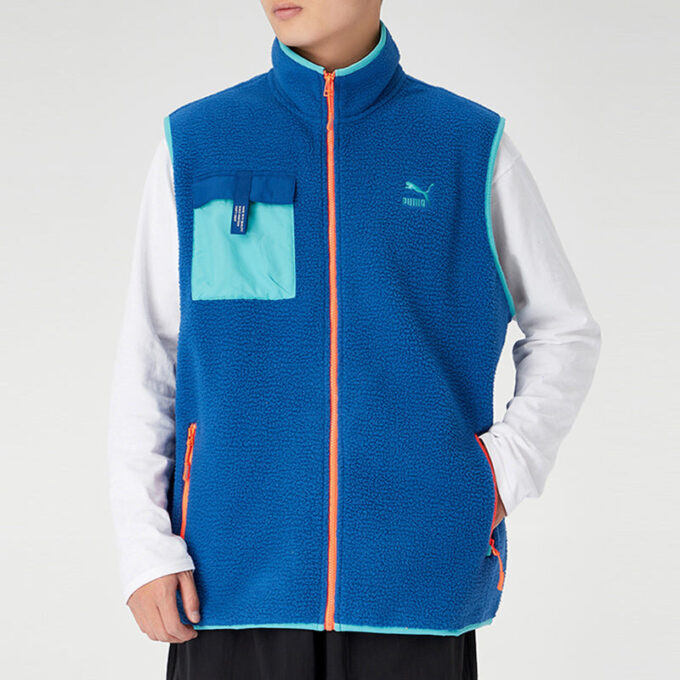 Chaleco polar XTG Trail con bolsillo y cremallera completa “Azul Naranja”