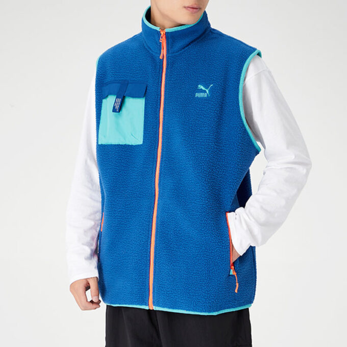 Chaleco polar XTG Trail con bolsillo y cremallera completa “Azul Naranja”