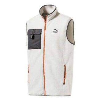 Chaleco polar XTG Trail con bolsillo y cremallera completa (blanco, negro y naranja)