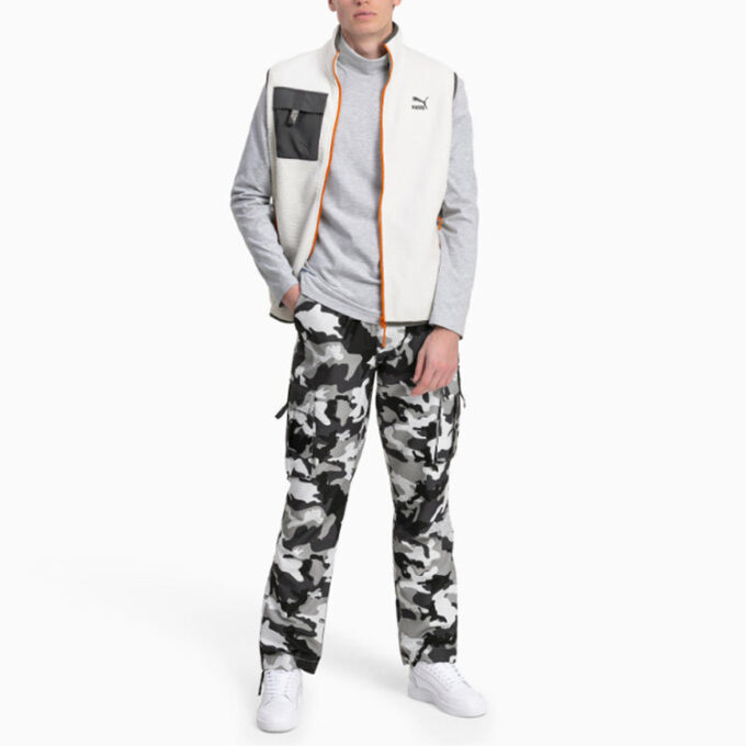 Chaleco polar XTG Trail con bolsillo y cremallera completa (blanco, negro y naranja)