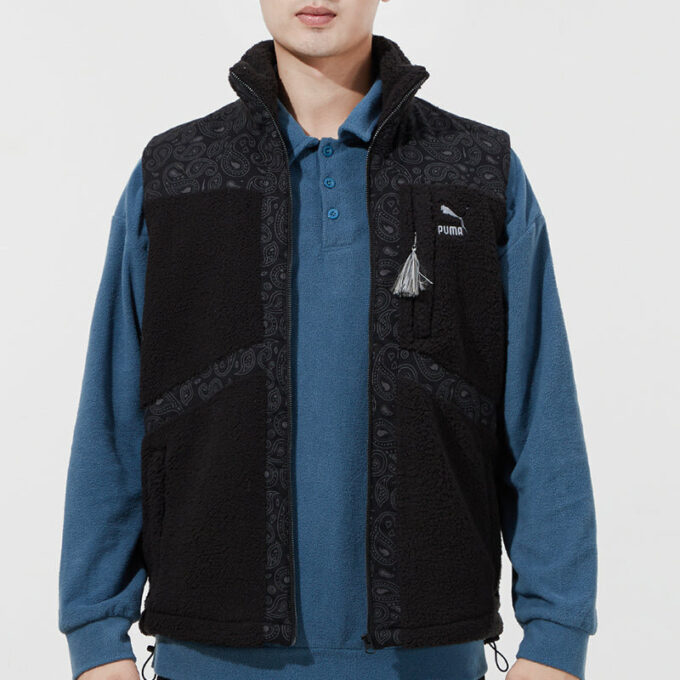 Chaleco Sherpa de tejido Paisley “Negro”