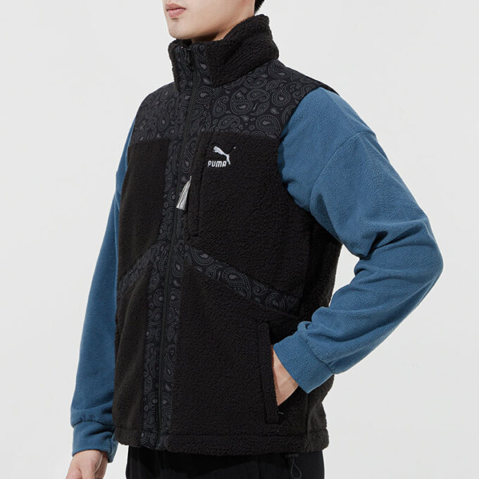 Chaleco Sherpa de tejido Paisley “Negro”