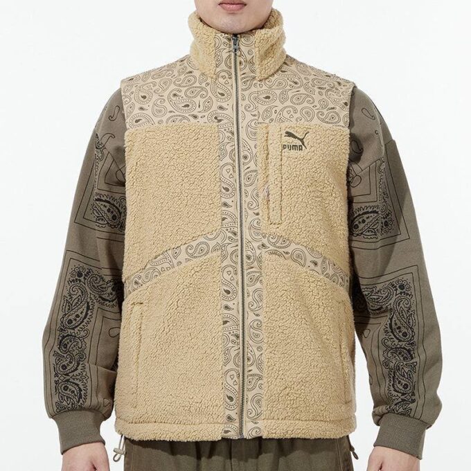 Chaleco Sherpa tejido con cachemira “bronceado”
