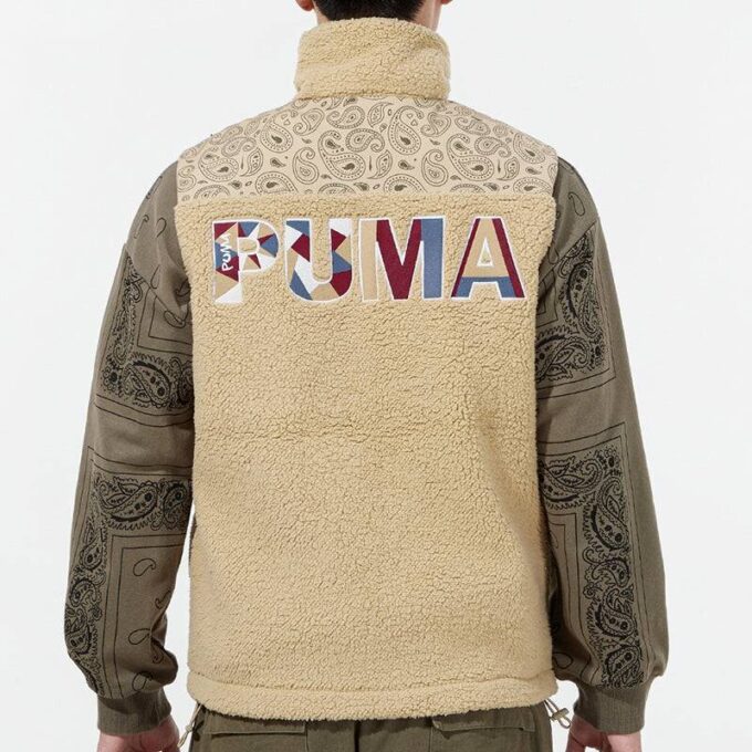 Chaleco Sherpa tejido con cachemira “bronceado”