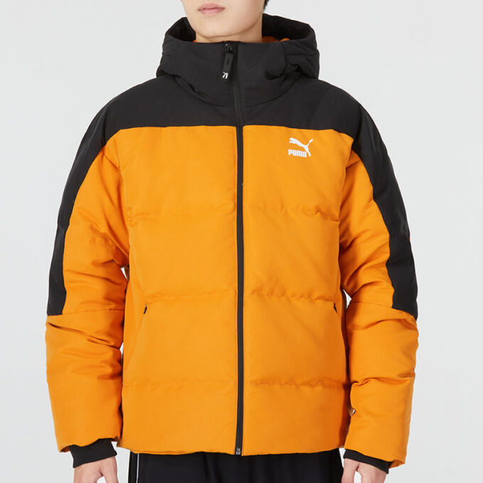 Chaqueta acolchada con bloques de color “Naranja”
