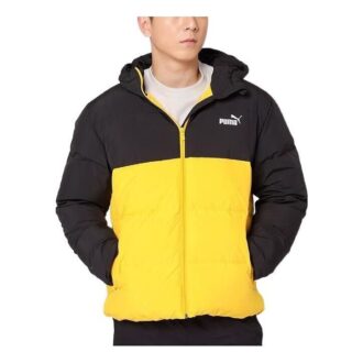 Chaqueta acolchada con logo en amarillo