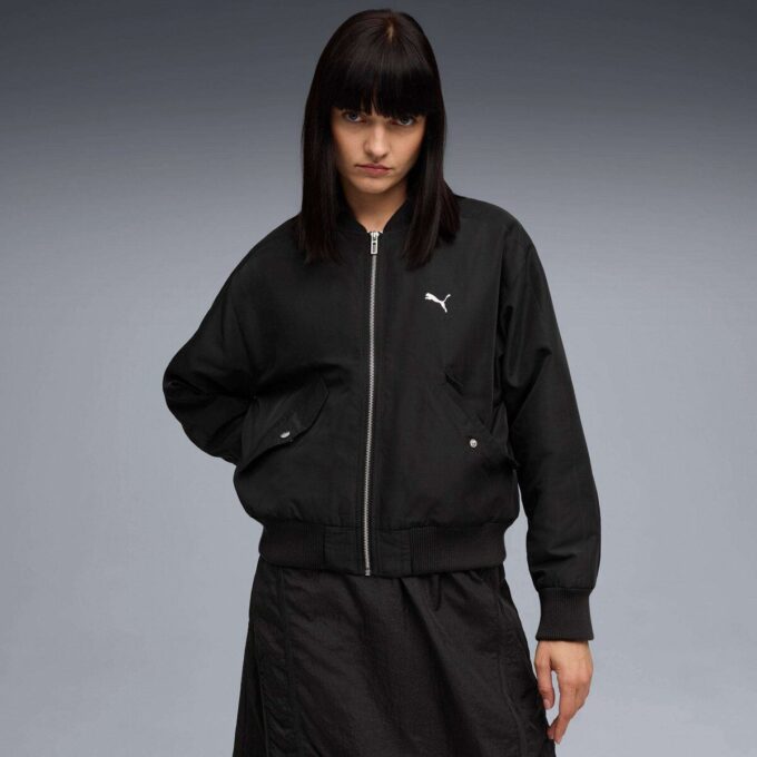 Chaqueta bomber de satén T7 para mujer Chaqueta bomber de satén T7 para mujer
