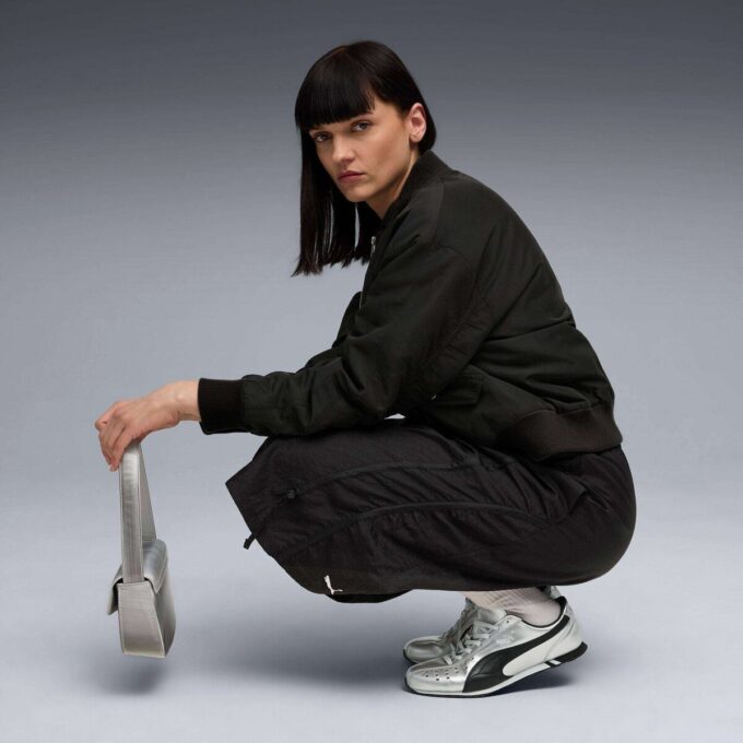 Chaqueta bomber de satén T7 para mujer Chaqueta bomber de satén T7 para mujer