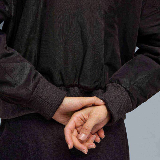 Chaqueta bomber de satén T7 para mujer Chaqueta bomber de satén T7 para mujer