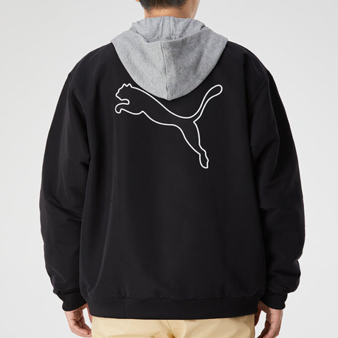 Chaqueta con capucha en bloque “Negro, blanco y gris”