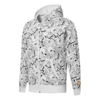Chaqueta con capucha y cremallera completa con estampado integral Club “Blanca”