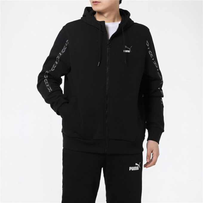Chaqueta con capucha y cremallera completa Elevate “Negro y blanco”