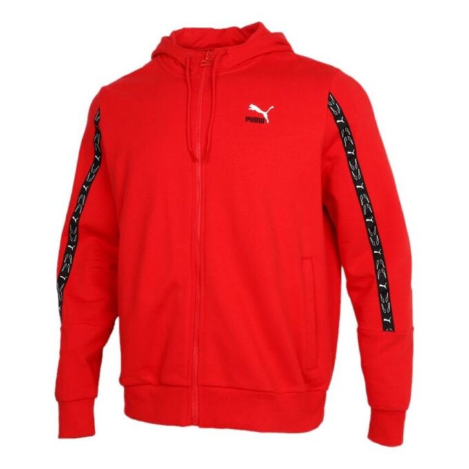 Chaqueta con capucha y cremallera completa Elevate “Rojo y negro”