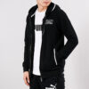 Chaqueta con cremallera y capucha en bloques de color negro