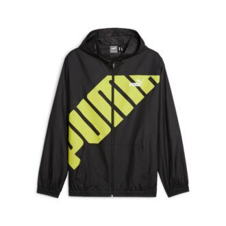 Chaqueta cortavientos con capucha y estampado gráfico “Negro Amarillo”