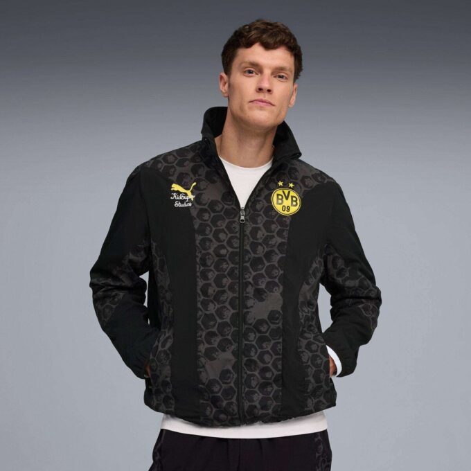 Chaqueta cortavientos reversible de fútbol PUMA x KIDSUPER Borussia Dortmund para hombre Chaqueta cortavientos reversible de fútbol PUMA x KIDSUPER Borussia Dortmund para hombre