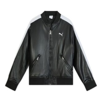 Chaqueta de béisbol de piel sintética T7 “Negro y blanco”