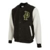 Chaqueta de béisbol Sherpa con logotipo en negro